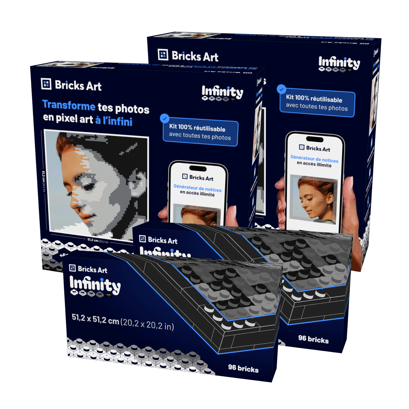 2 kits Infinity + 2 cadres Infinity cumulables et réutilisables